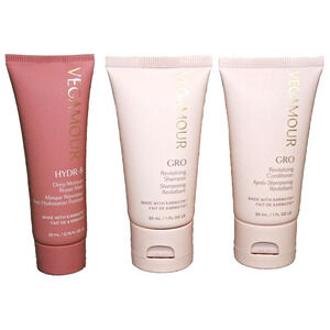 Vegamour Gro Revitalizing Shampoo Conditioner and Hair Mask Set Travel Size NEW